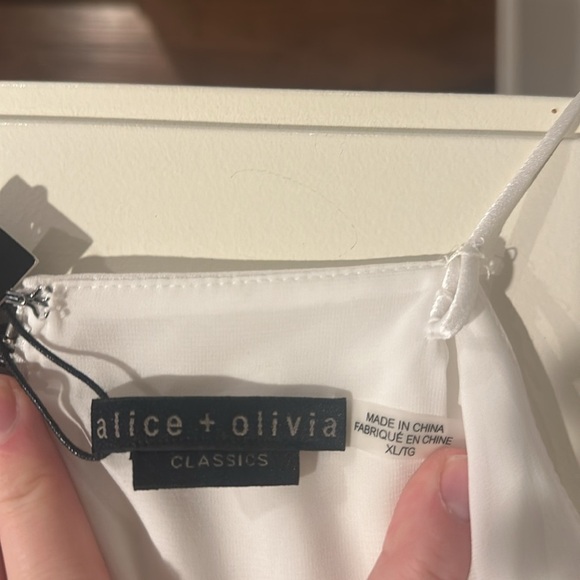 Alice + Olivia Harmon Bodysuit camisol cami tank top off white satin XL NWT - Picture 10 of 11